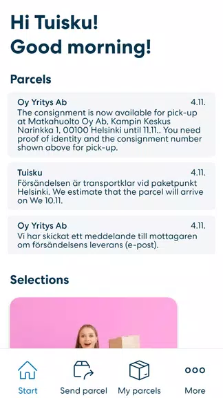 Matkahuolto Paketit Screenshot1